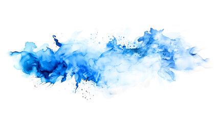 Ethereal Blue Watercolor paint Brush Strokes on Transparent Background