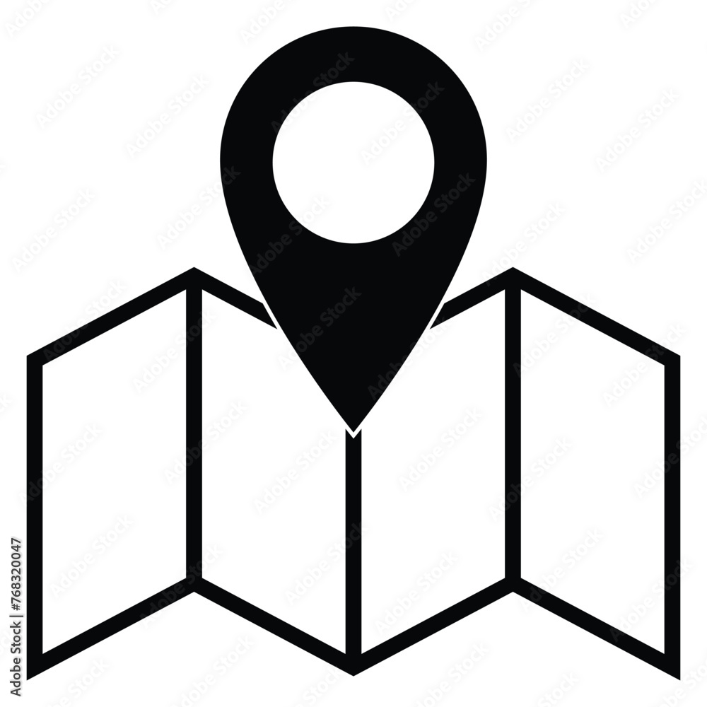 Poster map location icon. mapping symbol. geolocation map path distance. gps cartography position. pinpoint