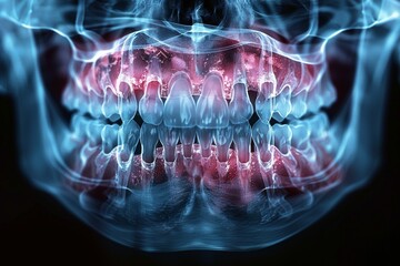Advanced dental radiography unveils human mandible and maxilla details - obrazy, fototapety, plakaty
