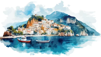Poster Amalfi Coast Watercolor flat vector © Ayyan