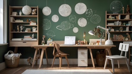 Explorer's Cove: Educational Kids' Room with World Map and Creative Elements