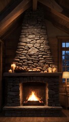 Rustic Hearth: Warmth and Tradition in a Cabin Fireplace