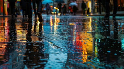 Obraz premium background with lights, water reflection of city urban