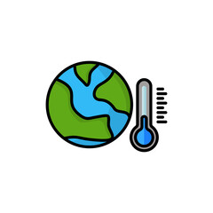 
global temperature reduction icon, flat design global cooling vector illustration