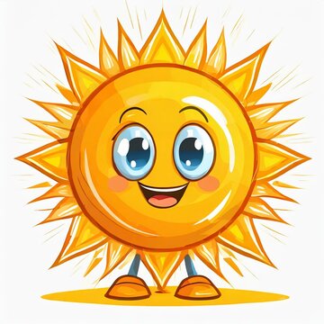 sun cartoon character vector Illustration 
