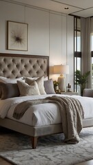 Tranquil Retreat: Sophisticated Bedroom with Plush Textures