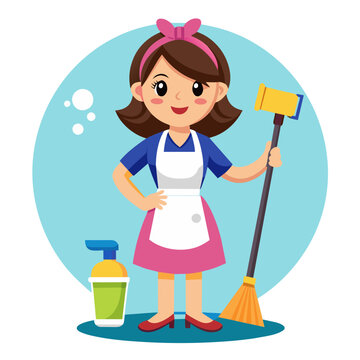 Cleaning Lady Illustration 