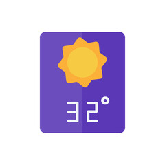 
weather forecast icon vector,sunny sun icon,32 degrees celsius. Perfect for web and app interfaces, presentations, infographics, etc.
