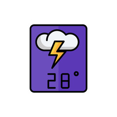
weather forecast icon vector, thunderstorm icon,28 degrees celsius. Perfect for web and app interfaces, presentations, infographics, etc.
