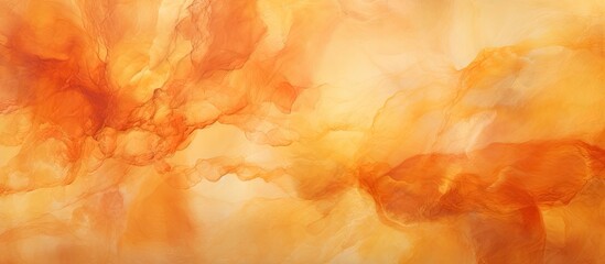 A detailed painting featuring orange and yellow smoke against a white background, resembling a beautiful geological phenomenon in the sky - obrazy, fototapety, plakaty