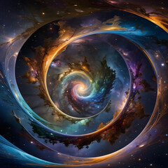 Multidimensional space travel in a cosmic vortex.
