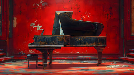 Solitude of the Grand Piano - obrazy, fototapety, plakaty