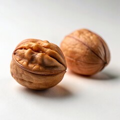 2 Nueces - Two Nuts on White Background - Nut Snack Concept