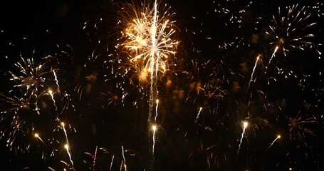 Golden Firework celebrate anniversary independence day night time celebrate national holiday....