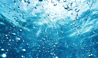 Naklejka na ściany i meble The water is blue and has bubbles in it,Generative AI 