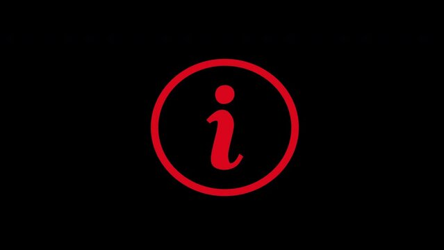 red information icon Letter I concept loop animation video with alpha channel