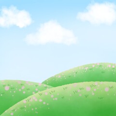 Background painting of cherry blossom field