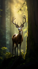 Flourishing Grace in the Green: A Deer's Tranquil Presence amid the Forest's Untamed Beauty
