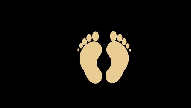 A pair of feet icon concept loop animation video with alpha channel