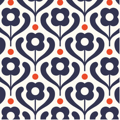 Geometrical Retro Florals Background Wallpaper