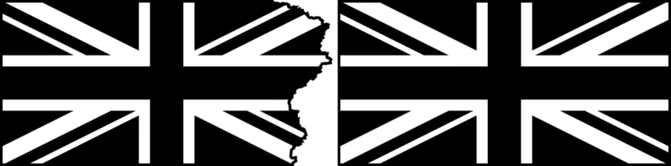 Fotobehang Black Great Britain flags vector. Standard flag and with torn edges © Alexprint