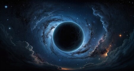 360 degree equirectangular projection space background with nebula and stars, environment map. HDRI spherical panorama - obrazy, fototapety, plakaty