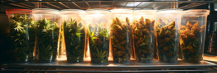 close up of a burning candle,
Cannabis drying and curing Marijuana buds in plant  - obrazy, fototapety, plakaty