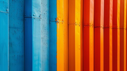 Harmonious parallel lines in complementary colors like blue and orange, creating a visually...