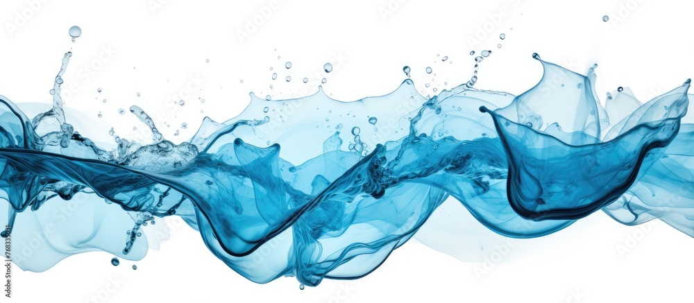 Poster a detailed close-up view of a wave of blue liquid moving in a dynamic pattern