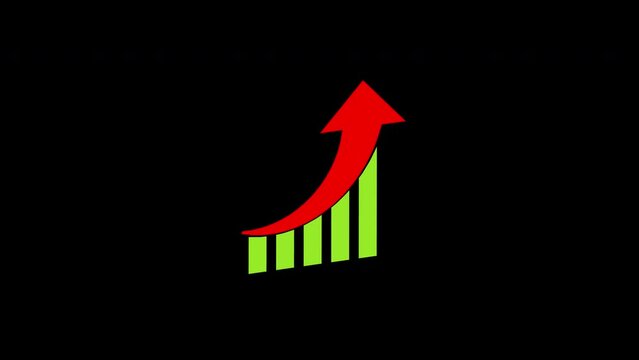 Uptrend Line Graph Chart Rising Animation Loop Motion Graphics Video Transparent Background With Alpha Channel