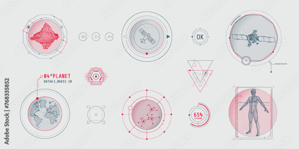 Poster design elements for infographic of data communication.