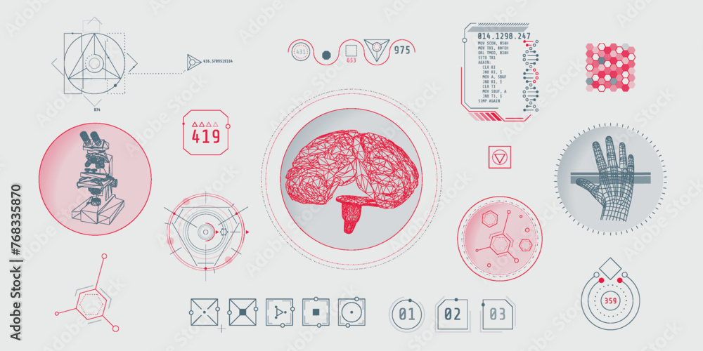 Poster design elements for infographic of data communication.
