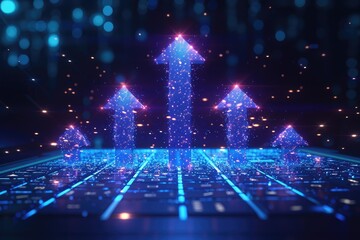 Abstract_high-speed_growth_up_arrow speeds up the target digital technology.