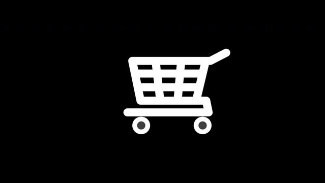 shopping basket with white handles icon concept animation with alpha channel