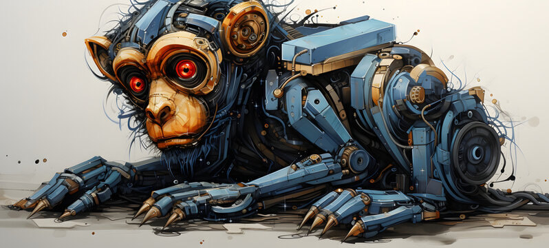 transform monkey-shaped nano robot, ai generative