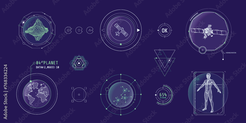 Poster design elements for infographic of data communication.