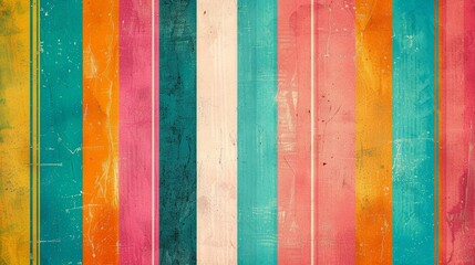 Retro-inspired parallel lines in vibrant shades of teal, orange, and pink, reminiscent of vintage design aesthetics. - obrazy, fototapety, plakaty