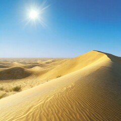 Fototapeta na wymiar Desert Dunes: Sweeping sand dunes under a clear, sunny sky.