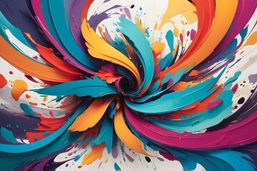 Dynamic Thoughts in Motion": Abstract shapes and vibrant colors express the fluidity and movement of thoughts, constantly evolving and influencing.