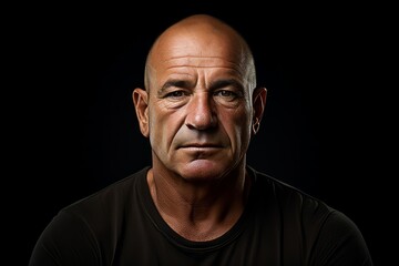 Portrait of a senior man looking at the camera over black background