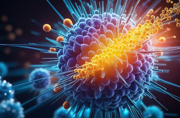 A vivid representation of immunotherapy, medical approach that leverages the body's immune system to fight diseases. Intersection of science and the body's innate healing power - obrazy, fototapety, plakaty