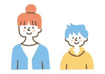 Mother and son in cardigan_color