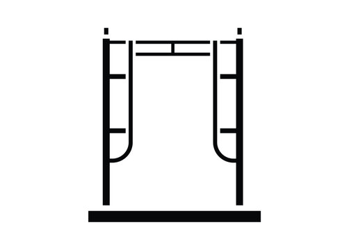 Iron scaffolding. Simple illustration in black and white.