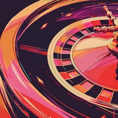 A dynamic close-up of a spinning roulette wheel, with a whirl of colors creating a sense of chance and excitement synonymous with casino gaming.

