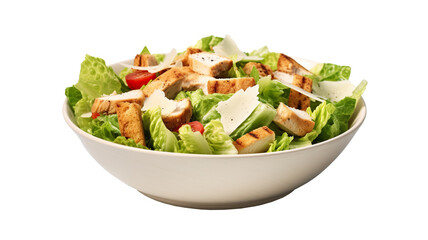 Chicken salad with caesar is isolated on a transparent background
