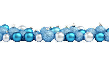 Christmas decorations with blue balls isolated on a transparent background