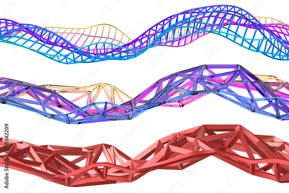 Poster set of abstract structures, 3d render