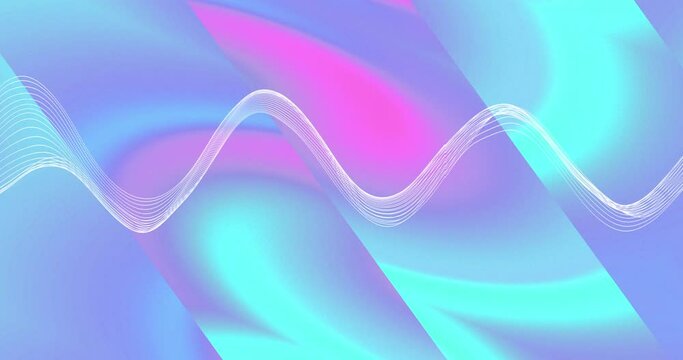 Animation of network of connections with data transfer over pastel multi coloured background