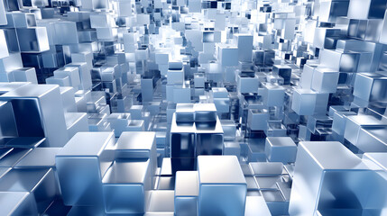 Fototapeta premium Digital Technology blue white Geopunk Abstract Geometric Poster Web Page PPT Background with generative