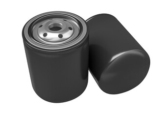 3D Rendered Automotive Oil Filters with Transparent Background